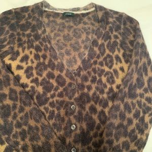 J.crew Wool leopard crop cardigan